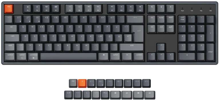 Keychron K10 mechanische Tastatur | Full Size | LEDs weiß | Gateron G Pro Switches (BLUE) | hot-swap | USB/Bluetooth