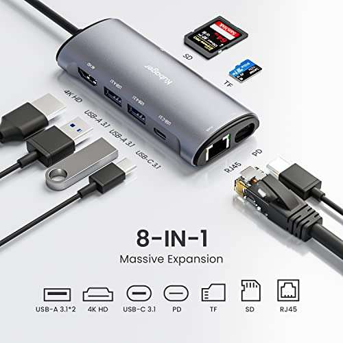 Kubager USB C Hub – USB C Adapter 8 in 1 - Prime