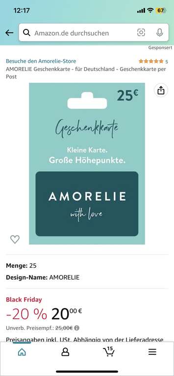 Amorelie Geschenkkarte (personalisiert?)