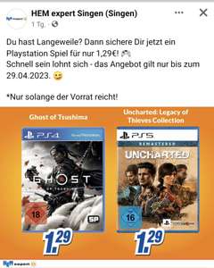 [Lokal Expert Singen] Ghost of Tsushima (PS4) & Uncharted Legacy of Thieves (PS5 ) je 1,29€