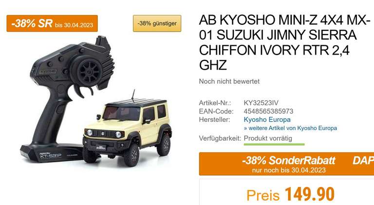 Kyosho Mini-Z 4x4 Suzuki Jimny Sierra Elfenbeinfarben