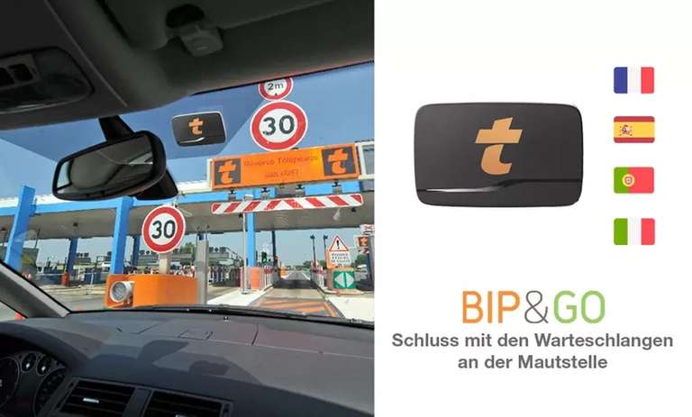 Bip&Go Badge - Elektronische Mautbox für Zahlung von Maut und Parkhäusern in Frankreich, Spanien, Portugal, Italien