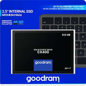 goodram CX400 gen.2 512GB SATA SSD (2.5", 3D-NAND TLC, 550/500 MB/s, 350TBW, 3J Garantie)