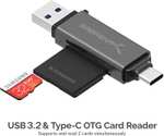 [Prime] Sabrent CR-BCA2 OTG Kartenleser | USB-C & USB-A | 5GB/s | für SD/SDHC/SDXC/MicroSD/TF/MicroSDHC/MicroSDXC/MMC/UHS-I/T-Flash
