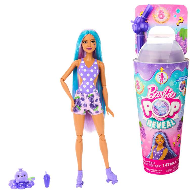 [Prime] Barbie Pop Reveal Fruit - Traube - Barbie mit Becher und div. Zubehör | ab 3 Jahren