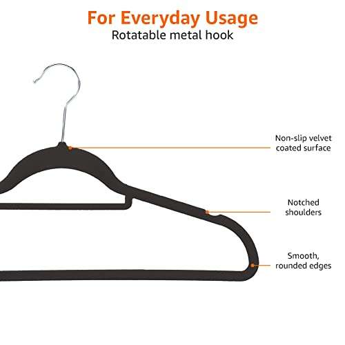 [Prime] Amazon Basics – Anzug-Kleiderbügel, beflockt, mit Krawattenbügel, Schwarz, 30 Stück