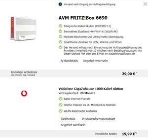 [LogiTel] Vodafone GigaZuhause 1000 Cable inkl. FRITZ!Box 6690
