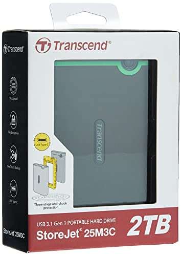 Transcend StoreJet 25M3C External Hard Drive 2000 GB Black / Green - External Hard Drives / 4TB = 113€