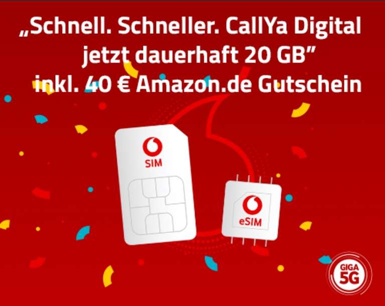 Callya Digital Vodafone plus 40 Euro Amazon Gutschein