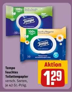 REWE Tempo Feuchtes Toilettenpapier für Packungspreis von 0,95€ Dank Rabattcoupon