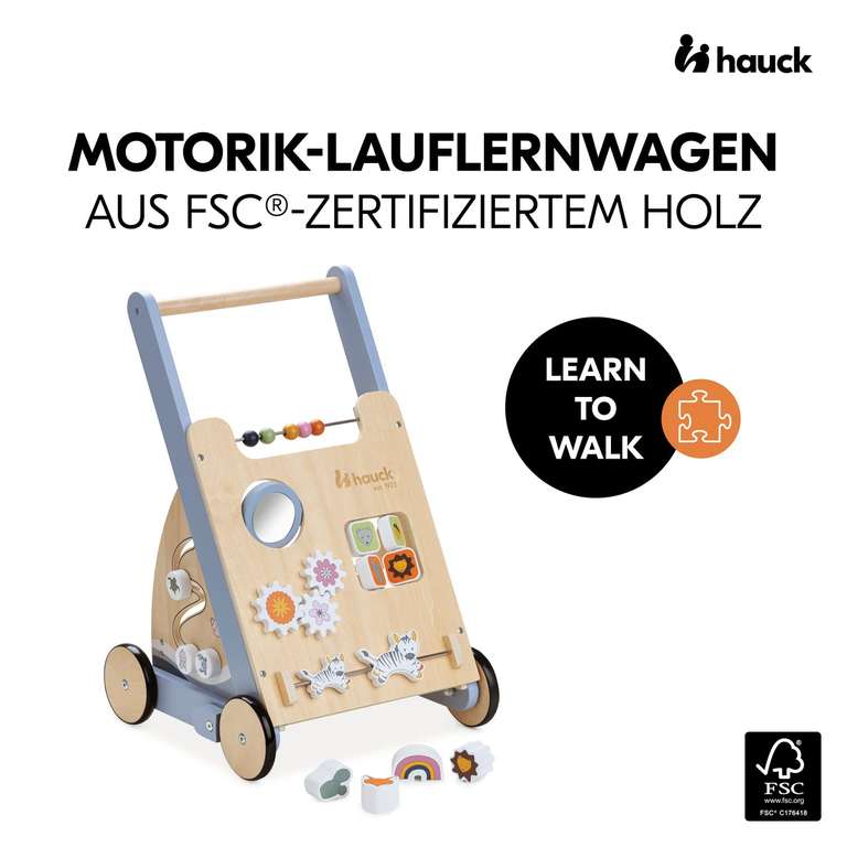 Hauck Lauflernwagen: Learn to Walk mit Motorikspielen und Bremssystem, ab 12 Monaten, aus Holz (FSC Zertifiziert) [Prime/Otto flat]