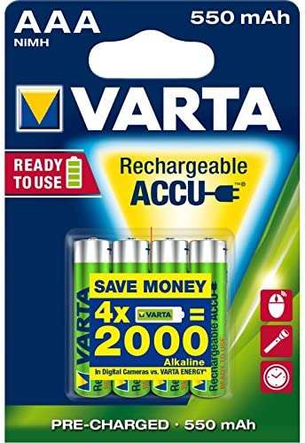 Varta Outdoor Sports Head Light (fcb) für 5,75€ / 4 St Varta Ready2Use HR03 Micro (AAA)-Akku NiMH 550 mAh 4,77€ (Prime)