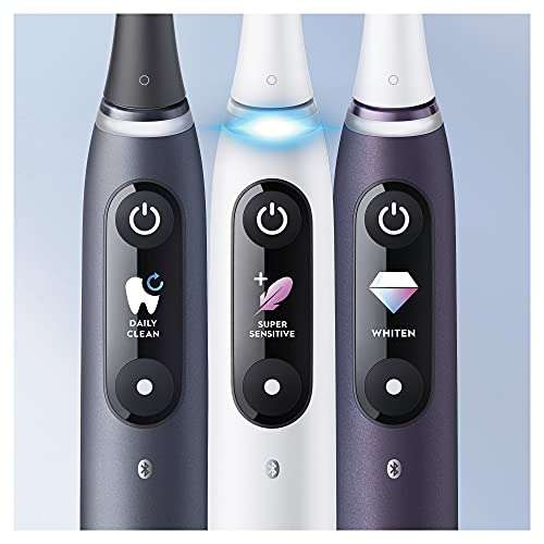 Oral-B iO Series 8, 6 Putzmodi für Zahnpflege, Magnet-Technologie, Farbdisplay & Reiseetui, Limited Edition, white alabaster