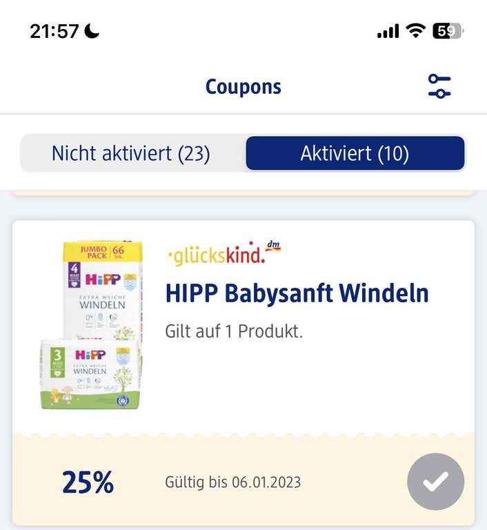 Hipp Babysanft Größe 5 Monatspack bei DM für 30,80€ abzüglich 210 Paybackpunkten 28,7€