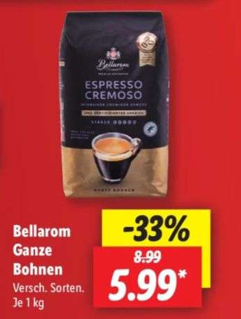 Lidl : 1kg Kaffeebohnen der Eigenmarke 'Bellarom', z.B. Espresso Cremoso, erhältlich ab 17.04. ->Filiale