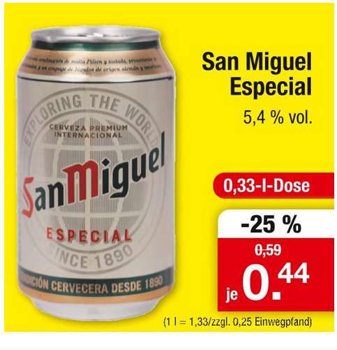 San Miguel Especial Bierdose Bier 0,33l - Viva Mallorca - Viva Espana (bei Zimmermann)