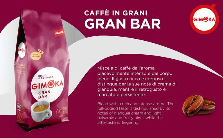 Gimoka Gran Bar Espresso Kaffee Bohnen 6 kg (6 x1kg a 3,30€)
