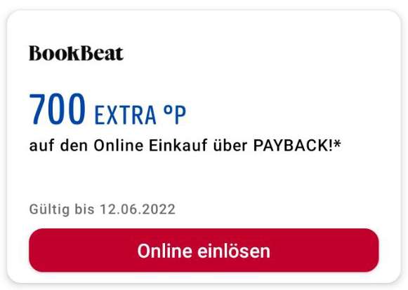 [Neukunden Personalisiert] Payback - BookBeat 2 Monate kostenlos testen - Mit Gewinn (7,50€) - Kündigung nötig