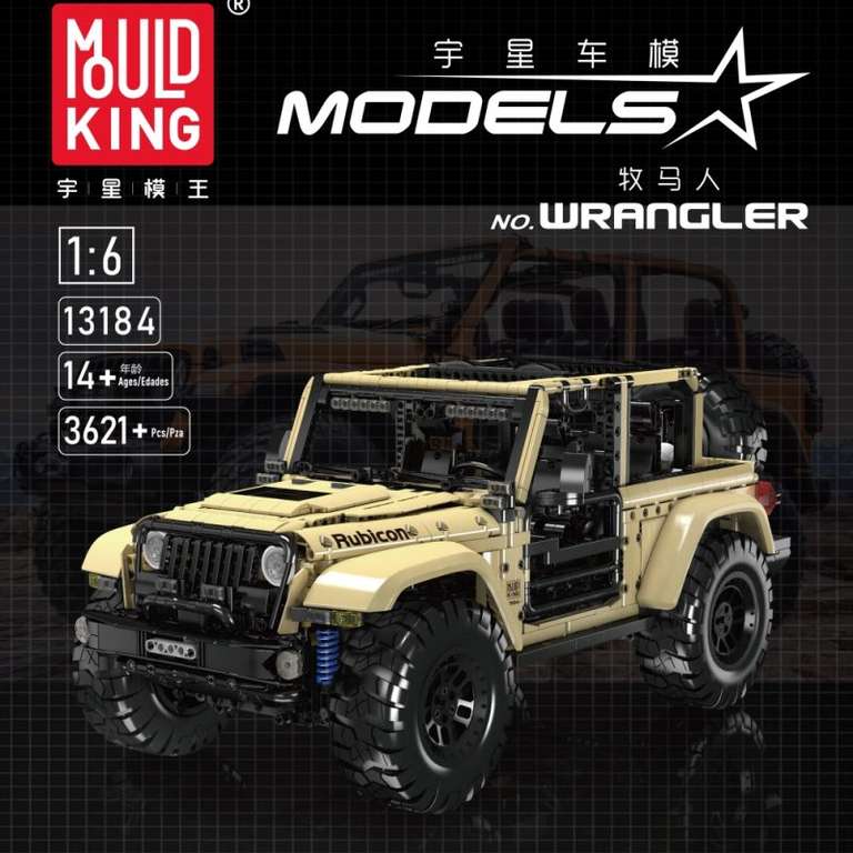 Mould King 13184 - Ferngesteuerter Wrangler in 1:6 (3621 Technic-Klemmbausteine und 6 Motoren)