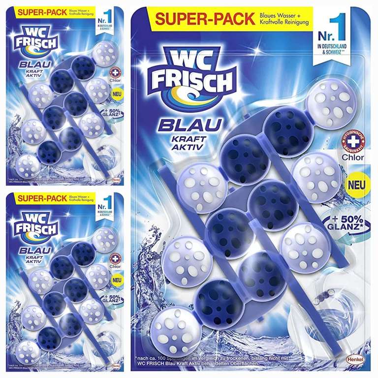 3x 3er Pack WC FRISCH Kraft Aktiv Blauspüler Blüten | Chlor (Prime)