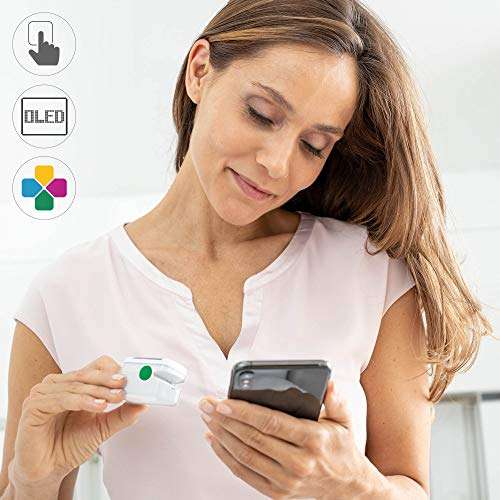 medisana PM 100 connect Pulsoximeter, Messung der Sauerstoffsättigung im Blut, mit VitaDock+ App und Bluetooth [Amazon Prime]