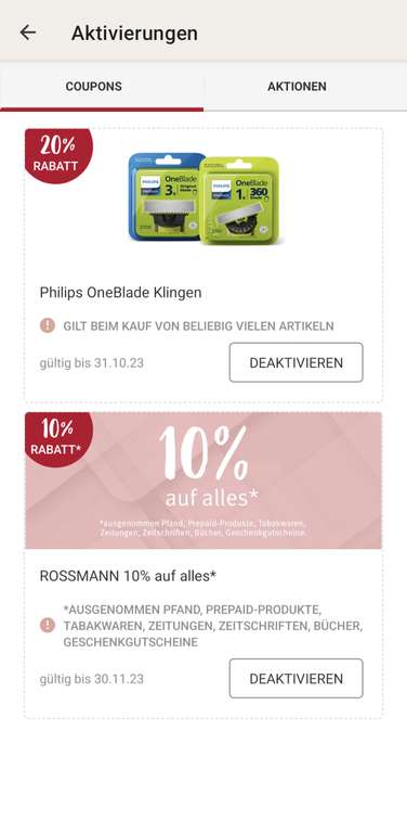 Bestpreis Phillips One Blade 6,72 pro Klinge (Rossmann App)