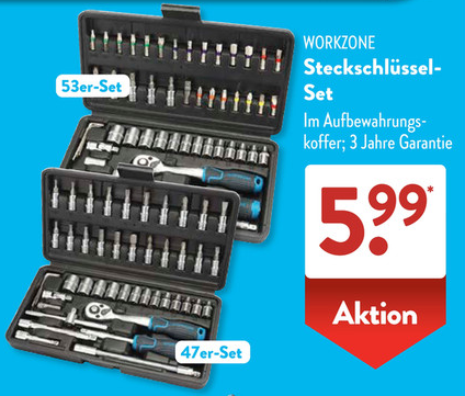 [Aldi Süd] WORKZONE Steckschlüsselsatz 53-teilig oder 47-teilig, ab 23.07.