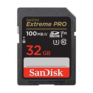 SanDisk Extreme PRO SDHC UHS-I Speicherkarte 32 GB (V30, Übertragungsgeschwindigkeit 100 MB/s, U3, 4K UHD Videos) - PRIME