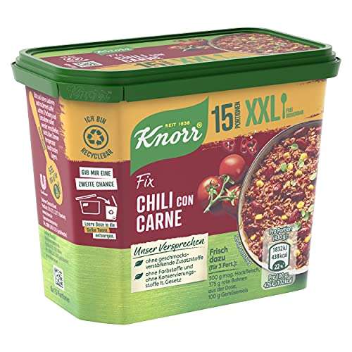 [Prime Sparabo] Knorr Fix Gewürzmischung Chili con Carne XXL leckerer Chili-Eintopf für die schnelle Zubereitung 250 g