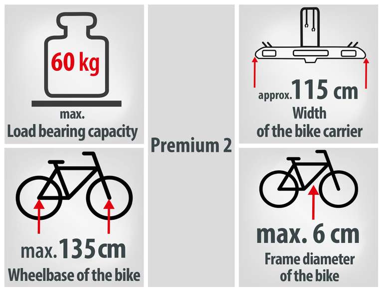 EUFAB 11521 Fahrradträger PREMIUM 2, E-Bike geeignet (PRIME)