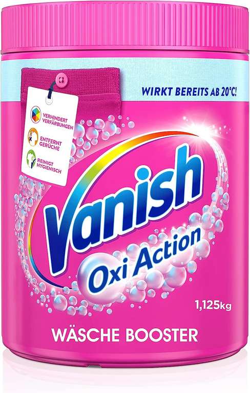 [Spar-Abo + Coupon] Vanish Oxi Action Pulver Pink oder Powerweiss Pulver (1,125 kg, Fleckenentferner, ohne Chlor, für bunte / weiße Wäsche)