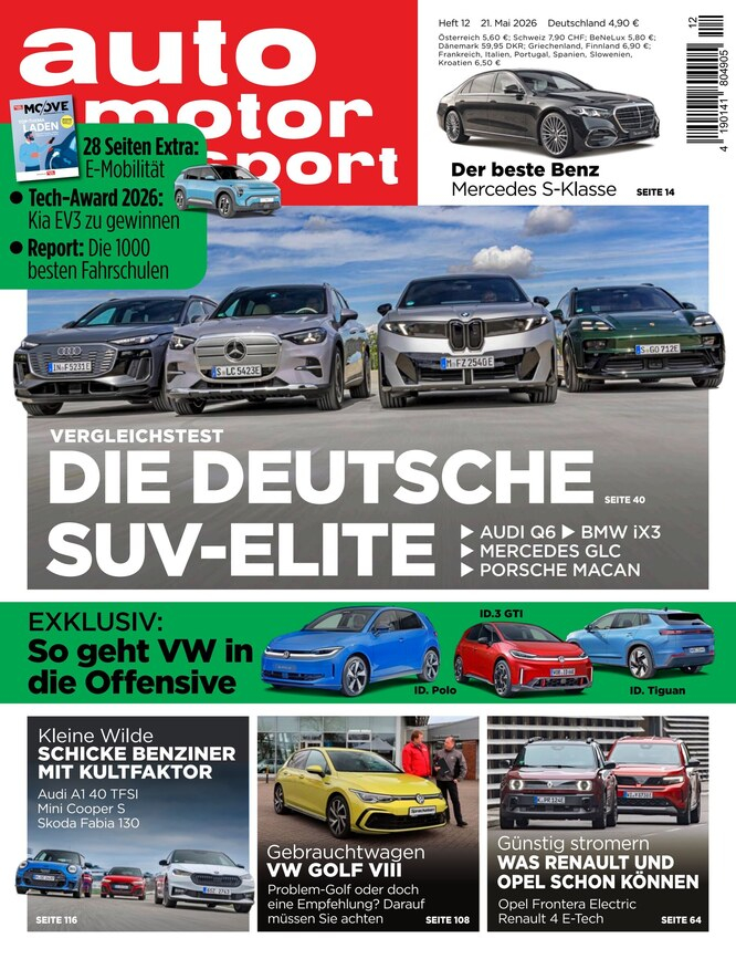Auto Motor und Sport 6-Monatsabo (13 Ausgaben) für 7,95 € mit 5 € BestChoice-Gutschein bei Zahlung per Bankeinzug