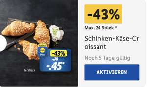[Lidl +] Schinken-Käse-Croissant 0,45€ nur mit App! (personalisiert)