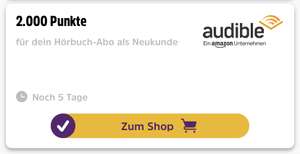 [DeutschlandCard] 2.000 Punkte (20€ Cashback) für Audible Hörbuch Abo (effektiv 10,05-15,05€ Gewinn)