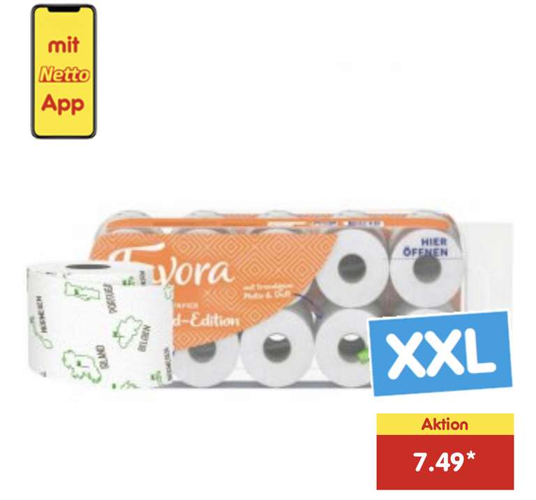 [NETTO MD] Favora Toilettenpapier 20x200 3-lagig
