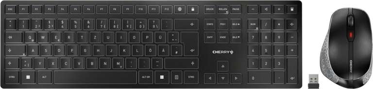 Cherry DW 9500 Slim Wireless Desktop-Set (Tastatur & Maus, 2.4GHz USB-Adapter oder Bluetooth, Akku, USB-C)
