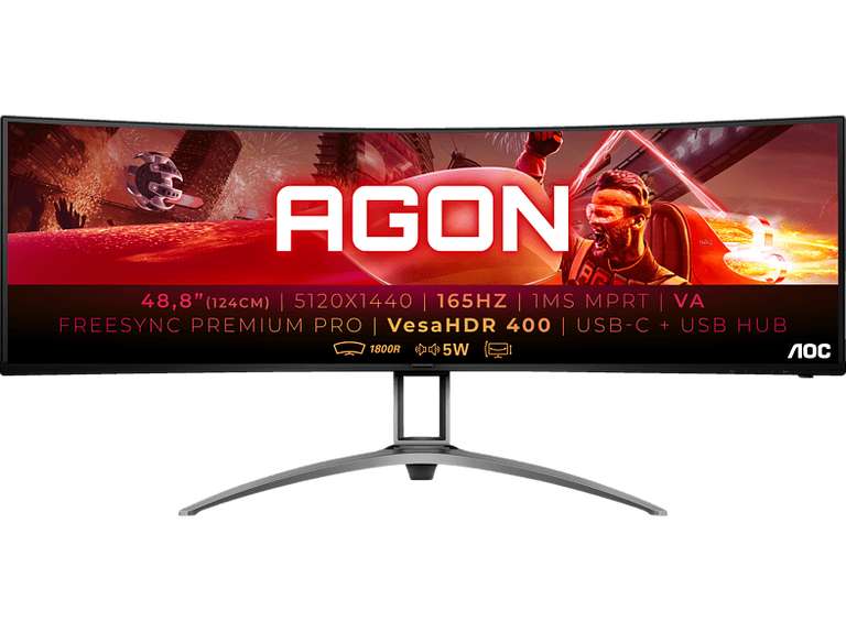 [Saturn, Mediamarkt] AOC AG493UCX2 49 Zoll QHD Gaming Monitor (1 ms Reaktionszeit, 165 Hz)