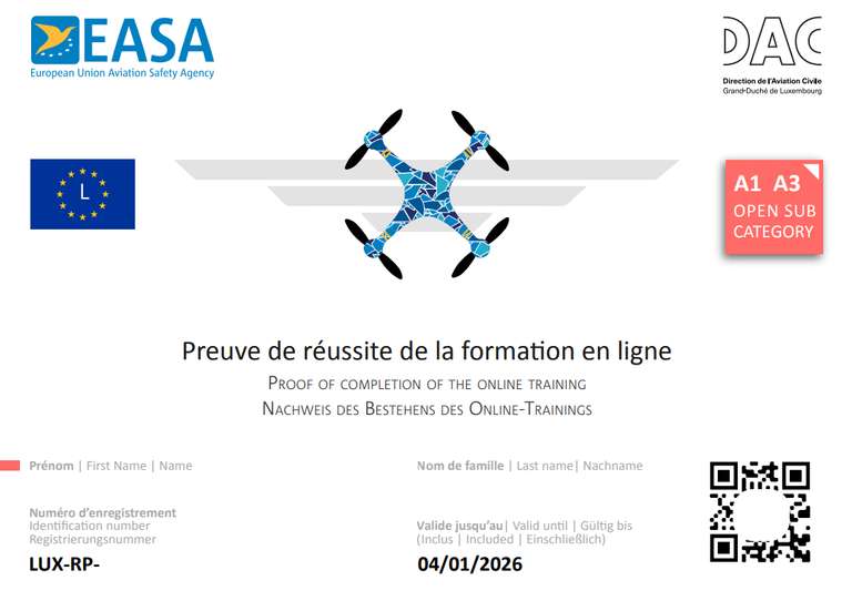 A1/A3 Onlineprüfung für Drohnenpiloten (UAS)