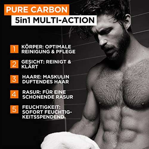 [PRIME/Sparabo] XXL 400ml L'Oréal Paris Men Expert 5in1 Duschgel für Männer, Zur Reinigung von Körper, Haar und Gesicht, Carbon Clean
