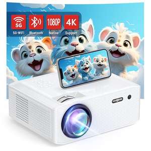Beamer Full HD 1080P, 15000L Mini Beamer 4K Heimkino with 5G WiFi & Bluetooth