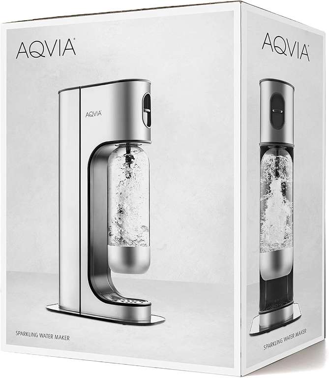 Aqvia Exclusive Wassersprudler (5. Generation, Edelstahlgehäuse, inkl. 2x 1l PET-Flasche, ohne CO2-Zylinder)