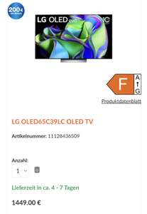 LG OLED65 C39LC 65 Zoll OLED TV aktuell günstiger bei Expert (z.B. Xanten)