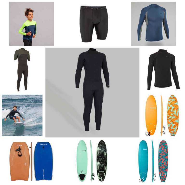 Olaian Surfsport Sammeldeal (13), z.B. Neoprenanzug Herren Back Zip Aropec 4/3 mm, Größen S-XL, schwarz