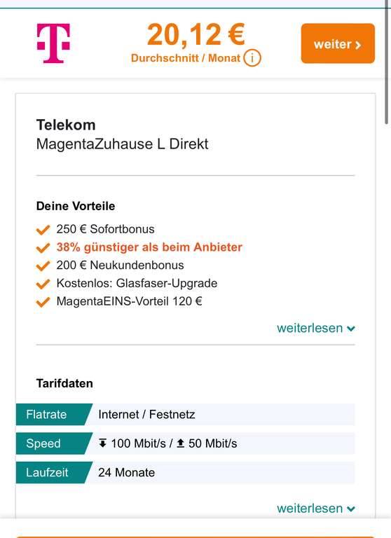 Glasfaser Telekom Magenta Zuhause L Direkt 500€ Bonus