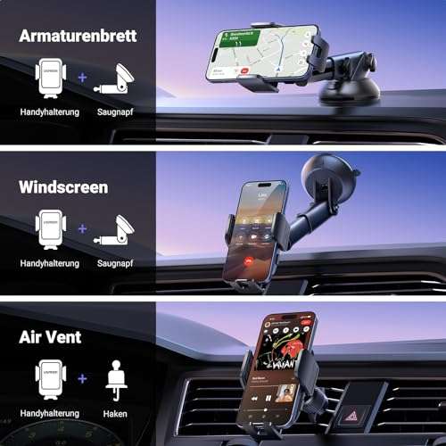 (PRIME) - UGREEN Handyhalterung Auto 2 in 1 Kfz Handyhalterung Lüftung und Saugnapf Auto Handyhalter 360° Drehbar iPhone Halterung