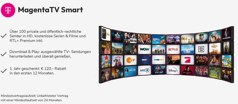 Für alle, nicht nur Telekom Kunden: MagentaTV Smart für eff. 5€/Monat durch 12 Monaten gratis, 15€ Cashback
