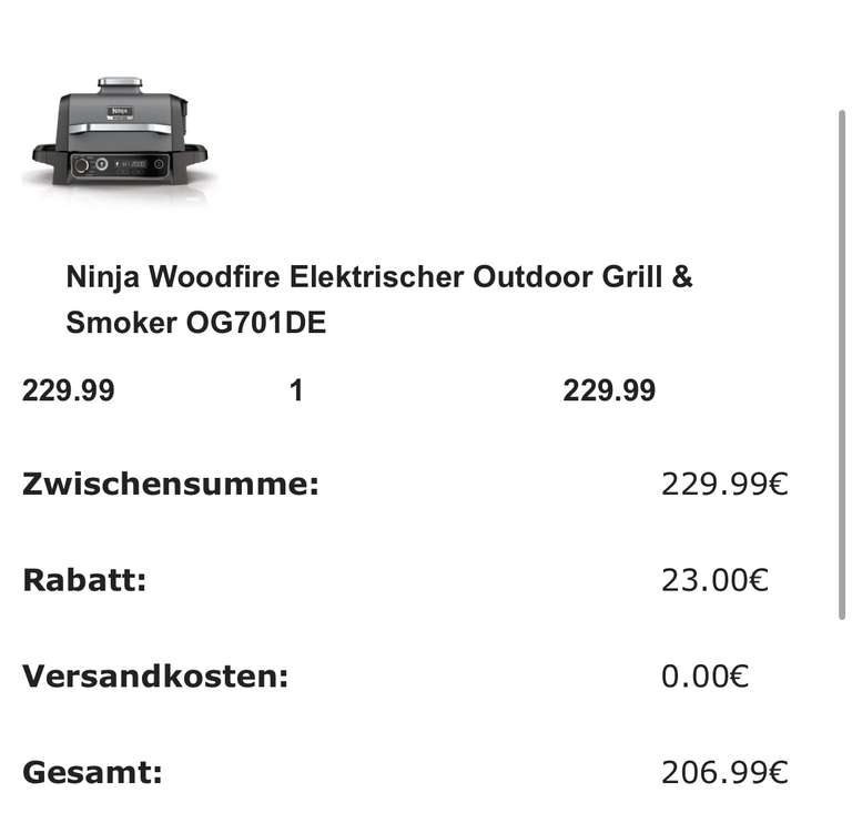 Ninja Woodfire Elektrischer Outdoor Grill & Smoker OG701DE