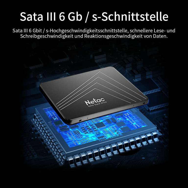 Netac 256GB SSD intern 2,5 Zoll SATA III 6Gb/s SSD Festplatte für 17,92€