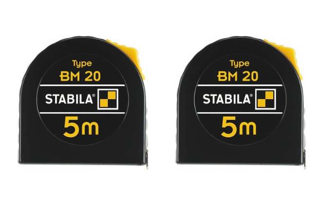 2er Pack STABILA Taschenbandmaß BM20 5m Stahlband mit cm/mm-Teilung ohne LOGO