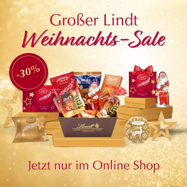 Resteverkauf bei Lindt: jetzt 70% auf Weihnachtsartikel
